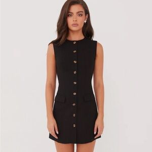 Peppermayo Castello Fiore Linen Mini Dress in Black